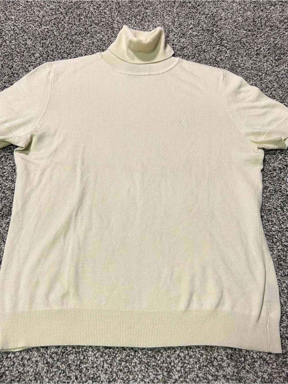 Ralph Lauren Silk Blend Turtleneck Short Sleeve Tan VTG 90s Green Tag M